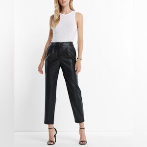 Express Classic Super High Waisted Faux Leather Pleated Ankle Pants 14S NEW